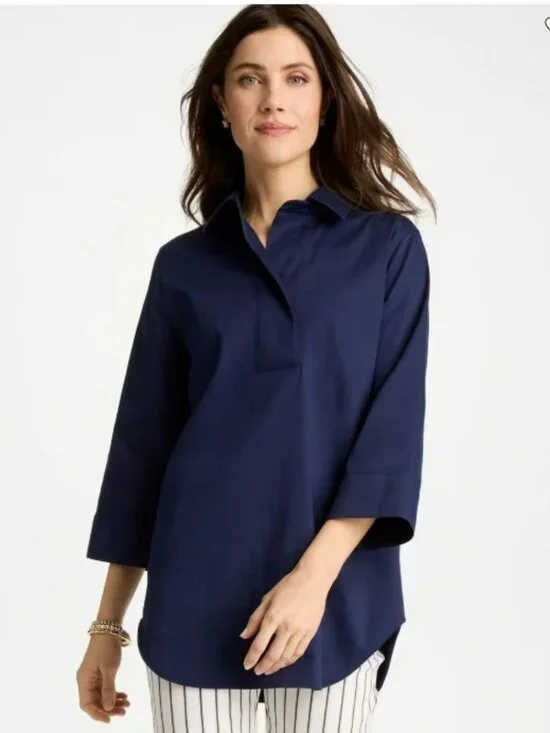 Chicos No Iron Stretch Popover Tunic Top - Picture 1 of 8
